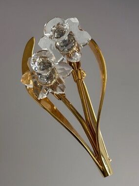 Vintage Swarovski Crystal Memories daffodil brooch, gold tone